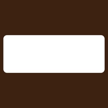 Minus icon from Primitive Set. This isolated flat symbol is drawn with white color on a brown background, angles are rounded.
