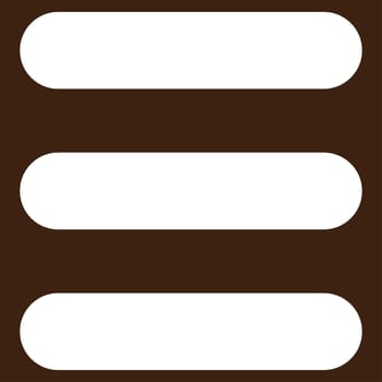 Stack icon from Primitive Set. This isolated flat symbol is drawn with white color on a brown background, angles are rounded.
