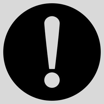 Problem icon from Primitive Set. This isolated flat symbol is drawn with black color on a light gray background, angles are rounded.
