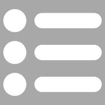 Items icon from Primitive Set. This isolated flat symbol is drawn with white color on a silver background, angles are rounded.