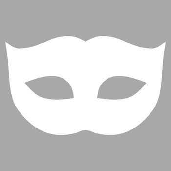 Privacy Mask icon from Primitive Set. This isolated flat symbol is drawn with white color on a silver background, angles are rounded.