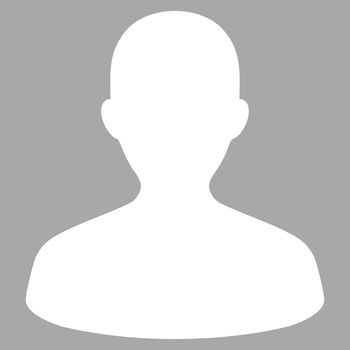 User icon from Primitive Set. This isolated flat symbol is drawn with white color on a silver background, angles are rounded.