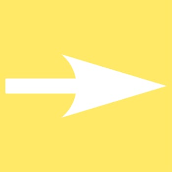 Arrow Axis X icon from Primitive Set. This isolated flat symbol is drawn with white color on a yellow background.