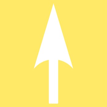 Arrow Axis Y icon from Primitive Set. This isolated flat symbol is drawn with white color on a yellow background, angles are rounded.