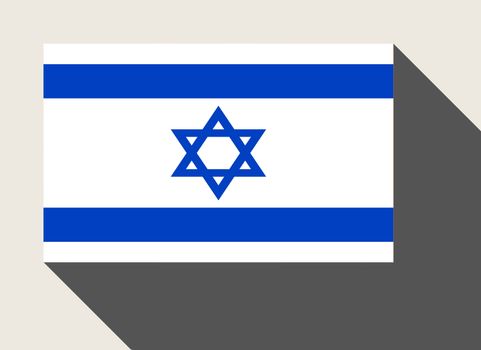Israel flag in flat web design style.