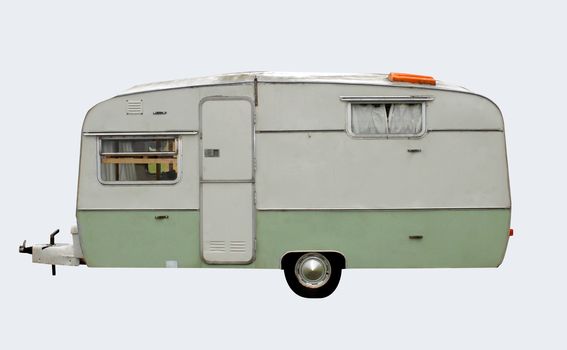1960's style retro caravan isolated with clipping path.
