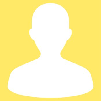 User icon from Primitive Set. This isolated flat symbol is drawn with white color on a yellow background, angles are rounded.