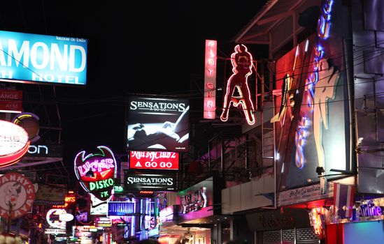 PATTAYA, THAILAND - DECEMBER 13: Nightlife on walking street on December 13, 2013 in Pattaya.