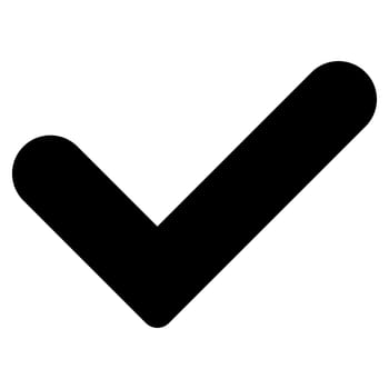 Yes icon from Primitive Set. This isolated flat symbol is drawn with black color on a white background, angles are rounded.