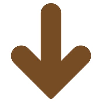 Arrow Down icon from Primitive Set. This isolated flat symbol is drawn with brown color on a white background, angles are rounded.