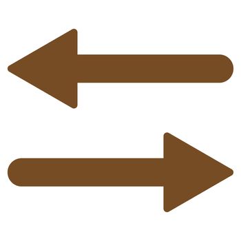 Arrows Exchange Horizontal icon from Primitive Set. This isolated flat symbol is drawn with brown color on a white background, angles are rounded.