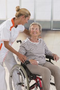 disabled senior woman  her nurse