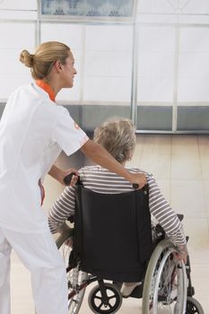 disabled senior woman  her nurse