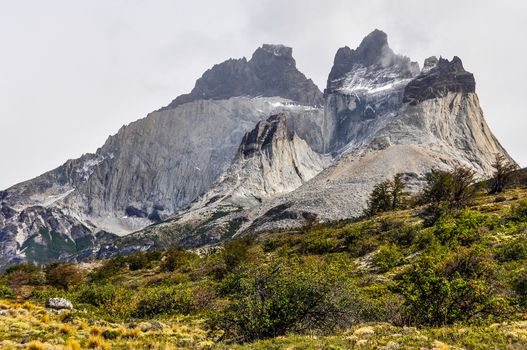 Cloudy mountain in the Torres del Paine National Park, Patagonia, Chile