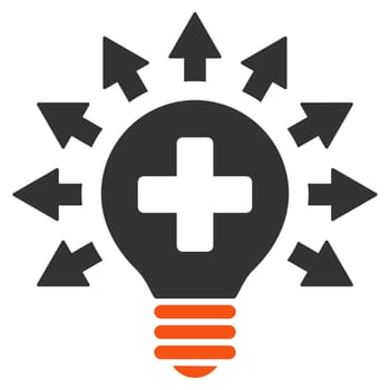 Disinfection Lamp glyph icon. Style is bicolor flat symbol, orange and gray colors, rounded angles, white background.