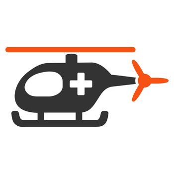 Emergency Helicopter glyph icon. Style is bicolor flat symbol, orange and gray colors, rounded angles, white background.