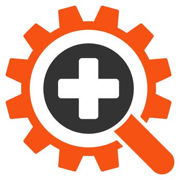 Find Medical Technology glyph icon. Style is bicolor flat symbol, orange and gray colors, rounded angles, white background.