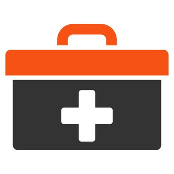 First Aid Toolbox glyph icon. Style is bicolor flat symbol, orange and gray colors, rounded angles, white background.