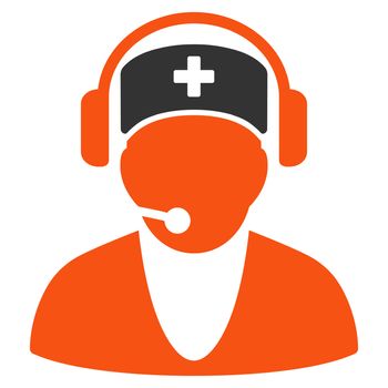 Hospital Receptionist glyph icon. Style is bicolor flat symbol, orange and gray colors, rounded angles, white background.