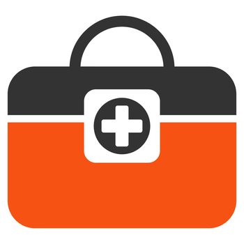 Medic Case glyph icon. Style is bicolor flat symbol, orange and gray colors, rounded angles, white background.