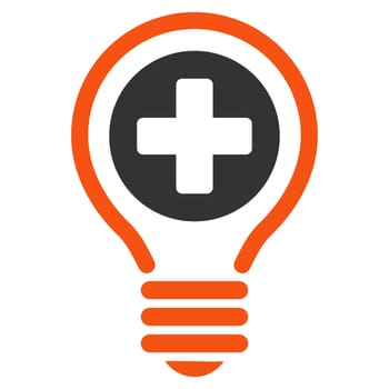Medical Bulb glyph icon. Style is bicolor flat symbol, orange and gray colors, rounded angles, white background.