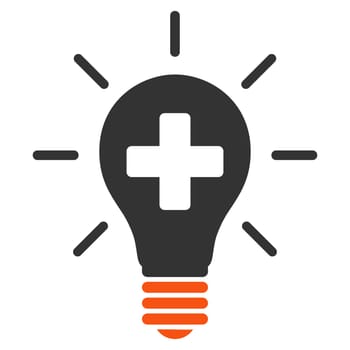 Medical Electric Lamp glyph icon. Style is bicolor flat symbol, orange and gray colors, rounded angles, white background.