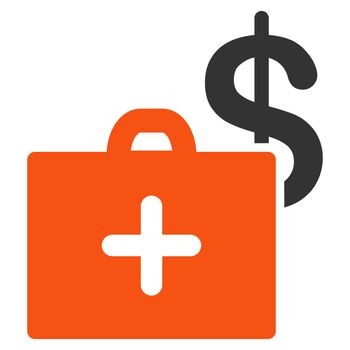 Medical Fund glyph icon. Style is bicolor flat symbol, orange and gray colors, rounded angles, white background.
