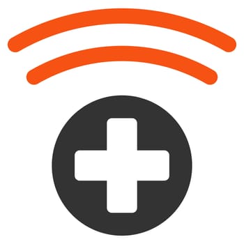 Medical Source glyph icon. Style is bicolor flat symbol, orange and gray colors, rounded angles, white background.