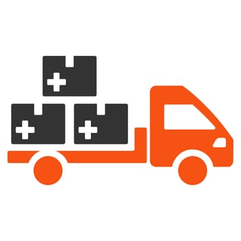 Medication Delivery glyph icon. Style is bicolor flat symbol, orange and gray colors, rounded angles, white background.