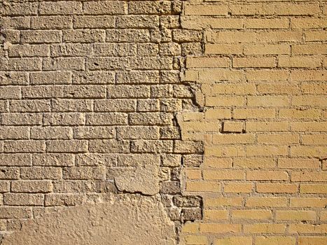 Background image of old broken vintage brick wall stucco