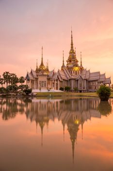 The beautiful temple made from marble and cement in sunset time at Sikhio Nakhon ratchsima, thailand (The public anyone access)