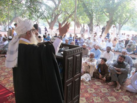 PAKISTAN, Peshawar: Muslims celebrate Eid-al-Adha by offering prayers at a mosque in Peshawar, Pakistan on September 25, 2015. The festival marks the end of Hajj, which is a holy pilgrimage that many Muslims make every year.  	