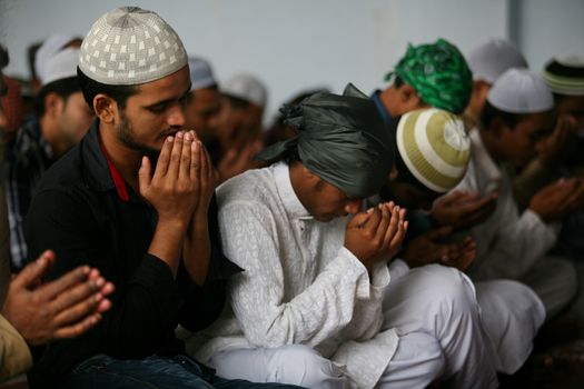 NEPAL, Kathmandu: Muslim worshippers celebrate Eid-al-Adha by offering prayers at a Kasmere Jama mosque in Kathmandu in Nepal on September 25, 2015. The festival marks the end of Hajj, which is a holy pilgrimage that many Muslims make every year. People of Islamic faith have felt more comfortable celebrating Eid ul-Adha in Nepal after the country ushered in a new democratic, secularist constitution