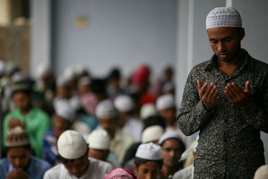 NEPAL, Kathmandu: A Muslim worshipper celebrates Eid-al-Adha by offering prayers at a Kasmere Jama mosque in Kathmandu in Nepal on September 25, 2015. The festival marks the end of Hajj, which is a holy pilgrimage that many Muslims make every year. People of Islamic faith have felt more comfortable celebrating Eid ul-Adha in Nepal after the country ushered in a new democratic, secularist constitution