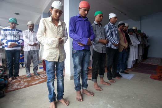 NEPAL, Kathmandu: Muslim worshippers celebrate Eid-al-Adha by offering prayers at a Kasmere Jama mosque in Kathmandu in Nepal on September 25, 2015. The festival marks the end of Hajj, which is a holy pilgrimage that many Muslims make every year. People of Islamic faith have felt more comfortable celebrating Eid ul-Adha in Nepal after the country ushered in a new democratic, secularist constitution