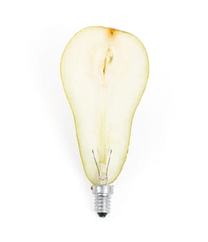 Light bulb made out of a pear - concept of green energy