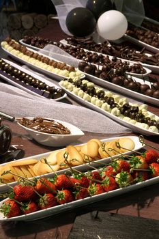 assortment of chocolate pastries on table