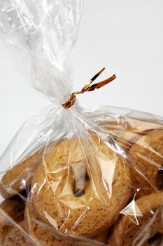 close-up cookies in cellophane bag for food