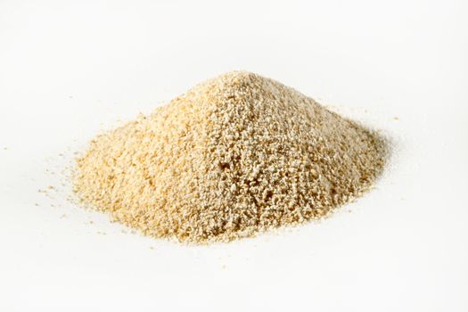 bread crumbs on white background