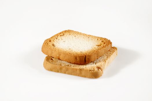 two biscuits on white background