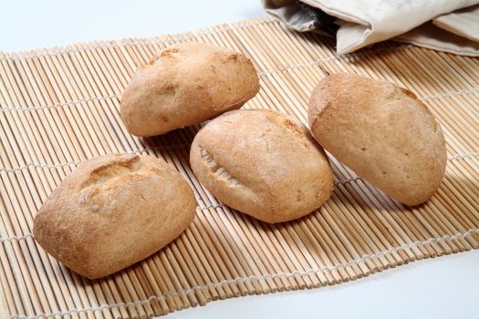 bread on mat - white background