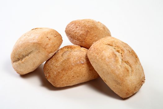 four bread on white background