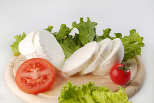 italian mozzarella plate with tomatoes and salade