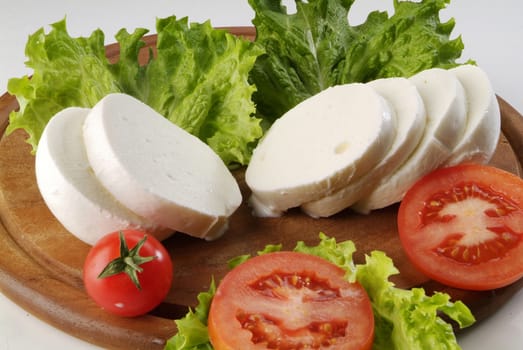 italian mozzarella plate with tomatoes and salade