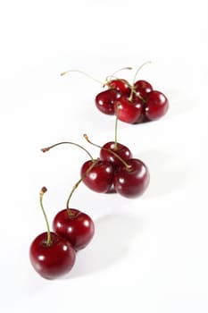 group sweet cherry isolated on white background