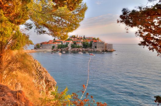 Old town of Sveti Stefan in Montenegro