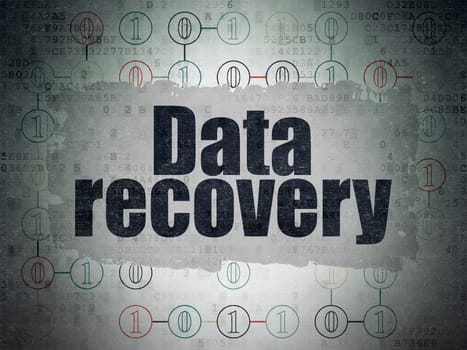 Information concept: Painted black text Data Recovery on Digital Paper background with  Scheme Of Binary Code, 3d render