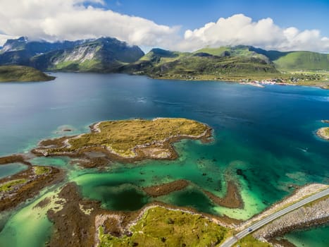 Fjord on beautiful Lofoten islands in Norway