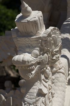 Statue detail hindu temples at Pura Sahab, Nusa Penida, Bali, Indonesia