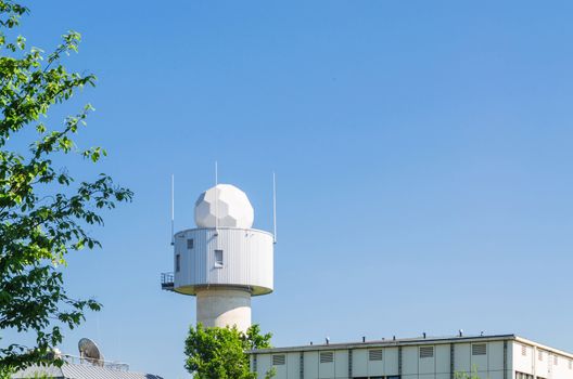 Meteorological station with white dome / weather station.